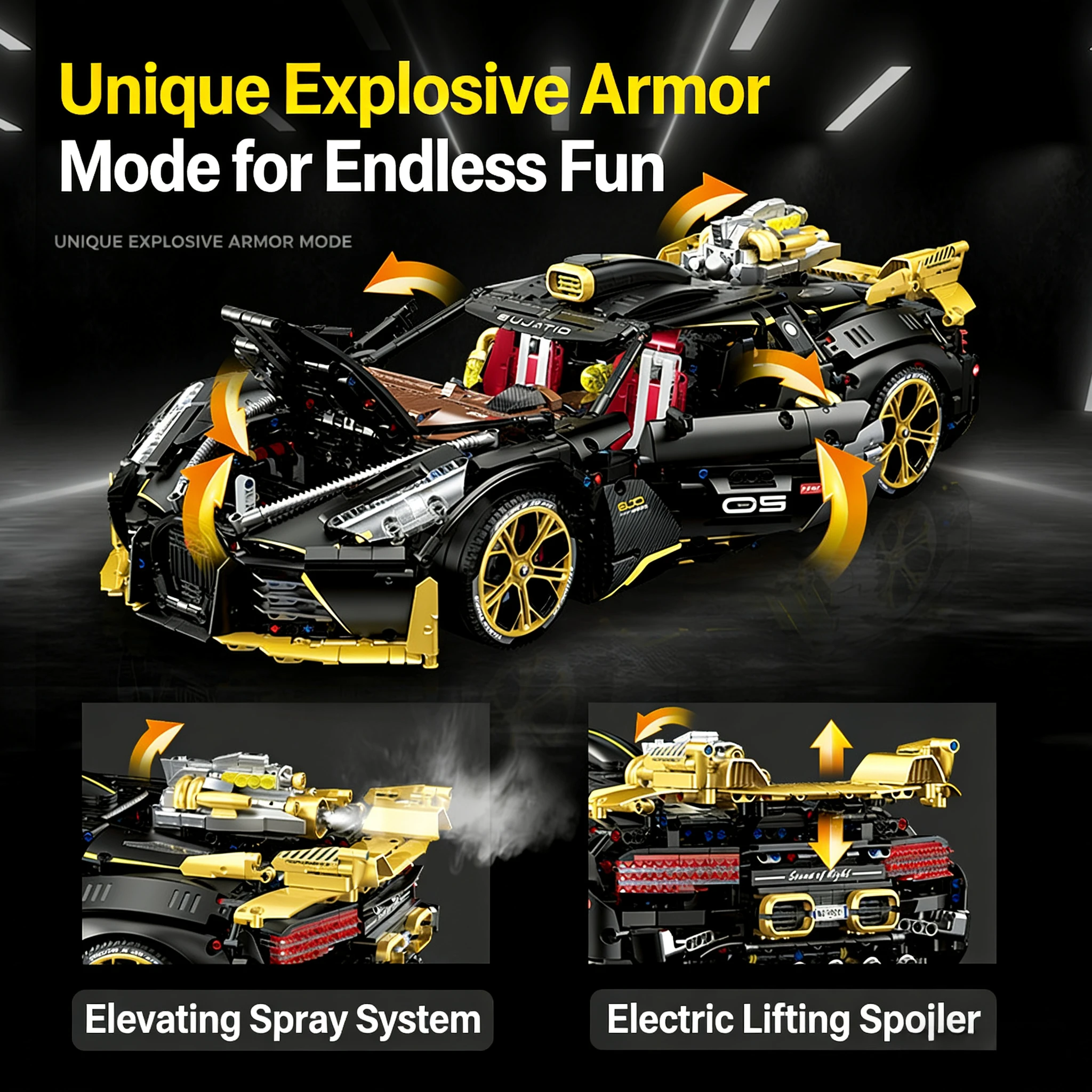 3976pcs GULY10631 1:8 RC Racing Car Building Bricks MOC Speed Vehicle Technology Model Black Block Toy for Boys Adult