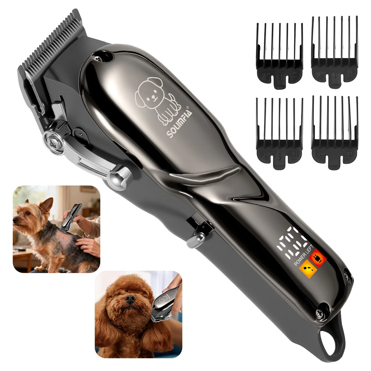 Solimpia New Pet Electric Hair Clipper LCD Digital Display Dog Cat Grooming Trimmer Hair Cutter Portable Pet Care Tool