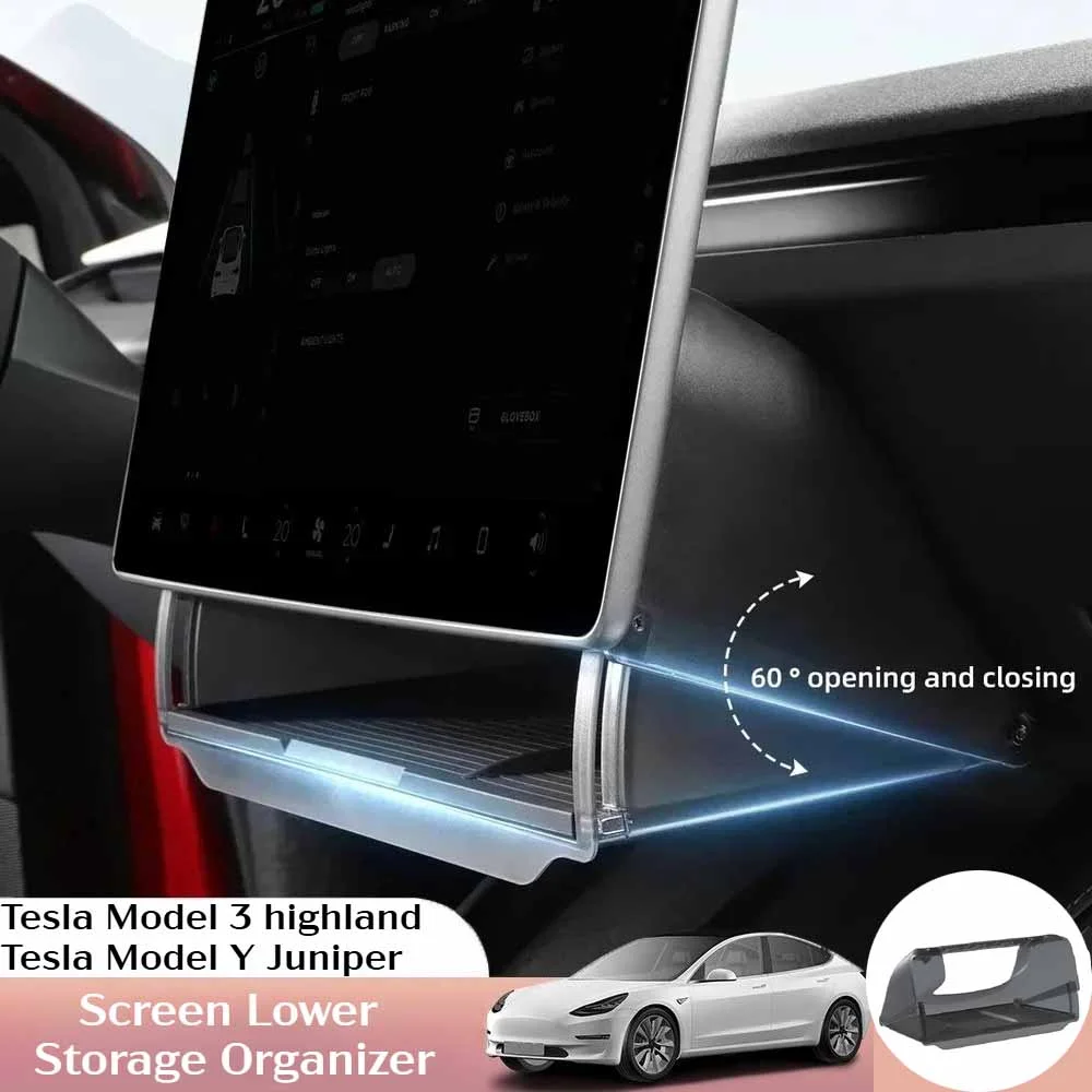 

Для Tesla New Model YJuniper 2025 Launch Model 3 Highland 2024, ящик для хранения под экраном, скрытый лоток-органайзер с центральным управлением