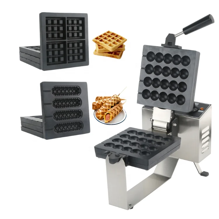4-Slot Waffle Baking Unit, Removable Plate Design, Commercial Grade Snack Making Tool, Easy Clean For Cafe &  Kitchen U