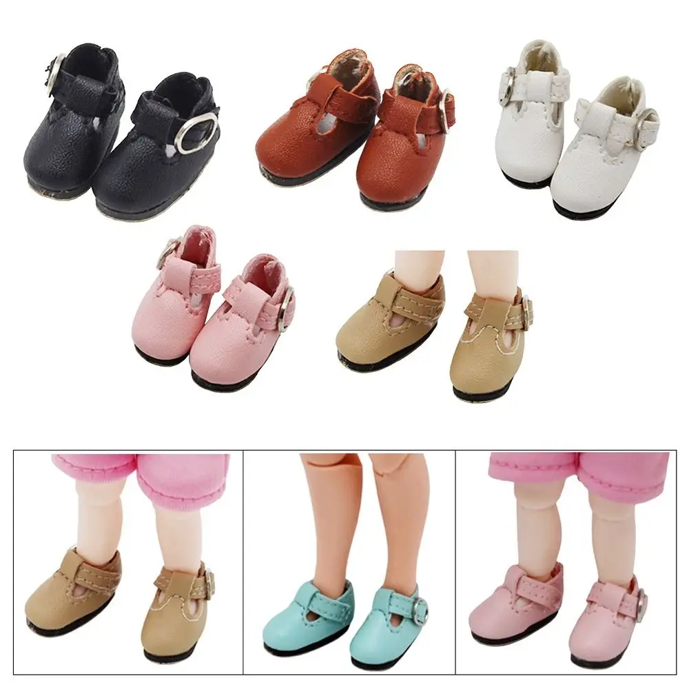 2.8cm * 1.2cm BJD Doll Shoes Mini Size T-shaped Button Doll Leather Shoes Fashion Design PU Leather Doll Princess Shoes 1/8 BJD