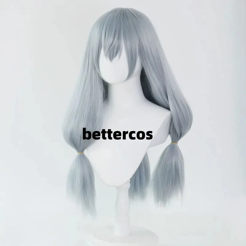 رمادي أزرق ذيل حصان ماهيتو الشعر مقاومة للحرارة الاصطناعية تأثيري أنيمي الباروكات + غطاء شعر مستعار CVV؛ 6FG.GHI