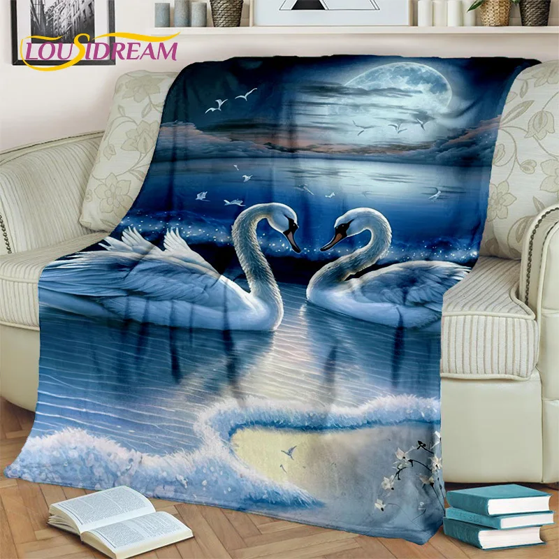 

3D Cute Love Cartoon Swan Cygnus Girl Gift Blanket,Soft Throw Blanket for Home Bedroom Bed Sofa Picnic Travel Cover Blanket Kids