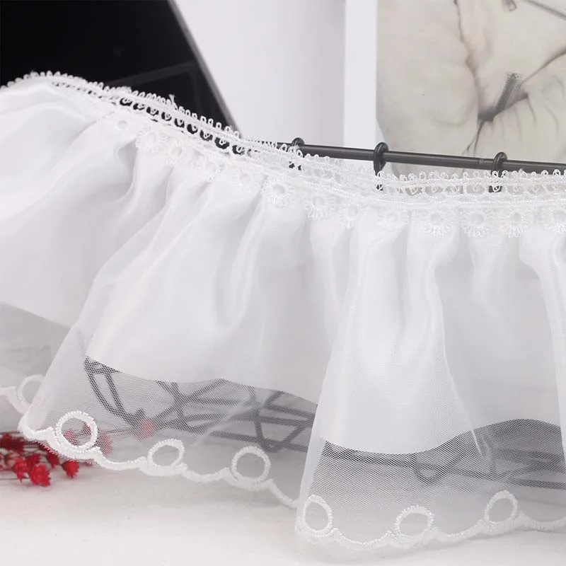 

20Yards Two Layers Pleated Chiffon Lace DIY Girls' Hats Clothes Skirts Hem Sofa Pillow Curtain Edging Sewing Decoration