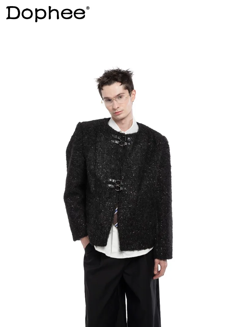 

Korean Version Ins Original Design Sense Light Luxury Style Fashion Trendy Jacket Handsome Men Round Neck Autumn Jacket