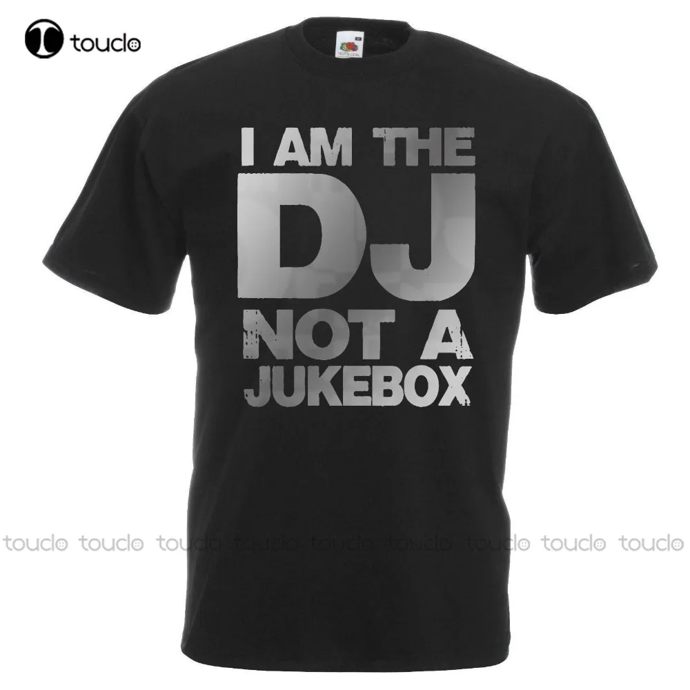 Slim Fit Cotton High-Quality Mens Black I Am The Dj Not A Juke Box T Shirt Metallic Silver Printmovie T Shirt Xs-5Xl Unisex