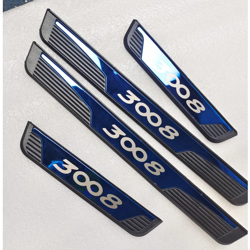 For Peugeot 3008 GT Car Door Sill Protector Scuff Plate Trim Interior Accessories Pedal Styling Sticker 2021 2020 2019 2018 2017