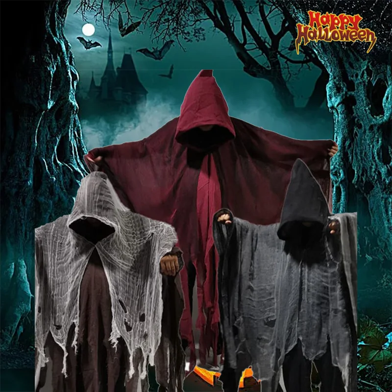 1/2/3PCS Halloween Cape Cape Cos Dead Witch Zombie Costume Skull Cape Props Horror Dress Up Cape Halloween Horror Costume Props