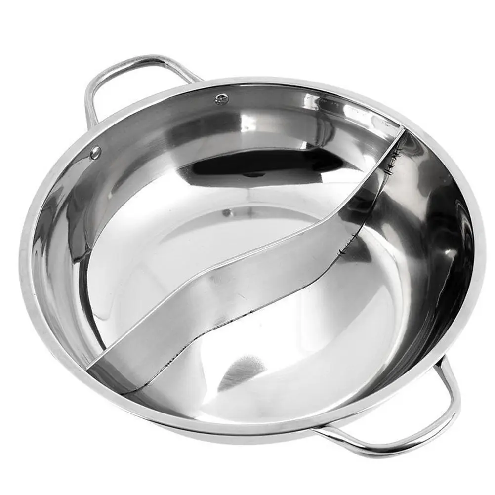 Multifunction Pot Cookware Stainless Steel 30Cm Diameter Glass Lid Dual Divider for Family Parties Restaurants Hot - view 2
