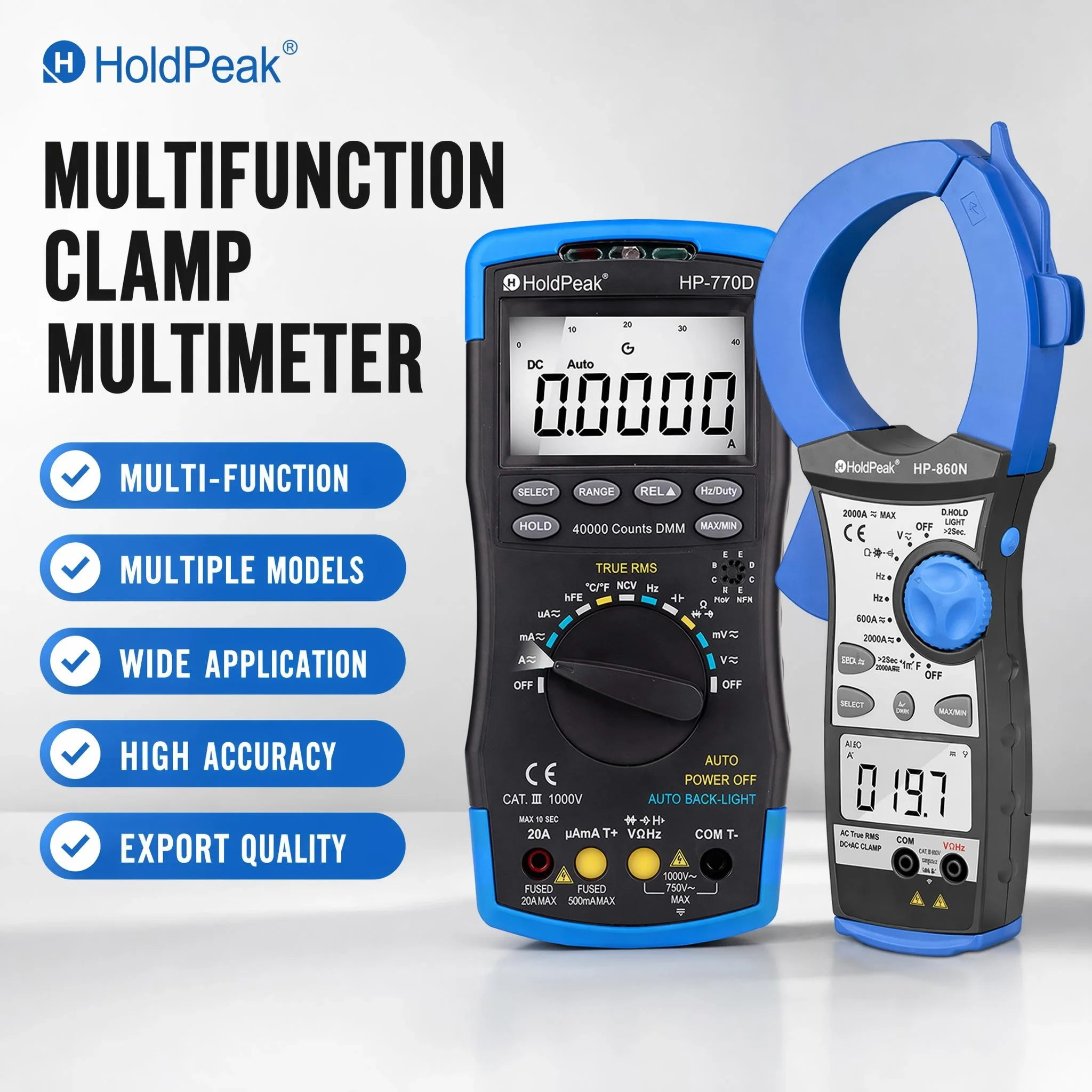 

Auto Range True RMS Dual Display 3000 Counts Digital Clamp Meter AC DC Voltage Current Capacitance Frequency Temperature Tester