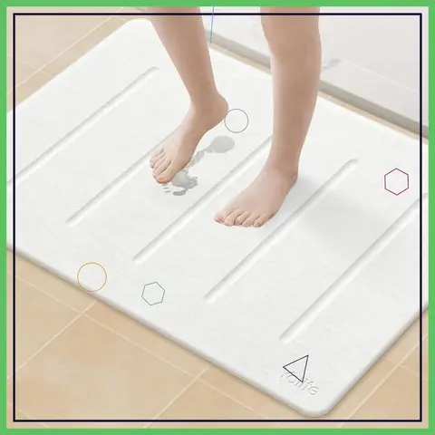 Grande tappetino da bagno in terra diatomea 32x20, tappetino da doccia in pietra antiscivolo super assorbente ad asciugatura rapida per la famiglia