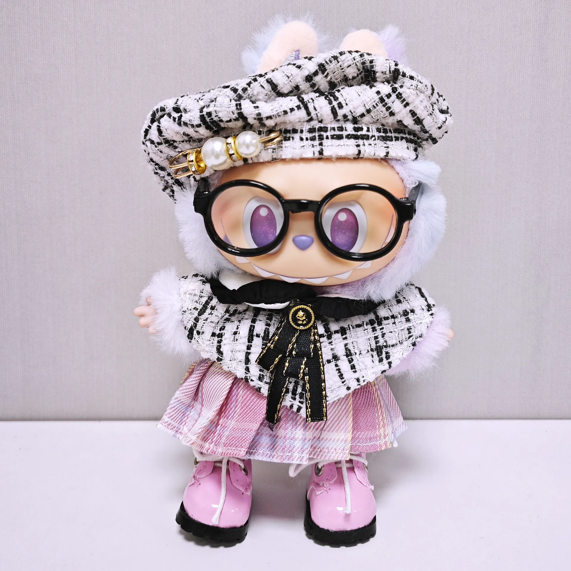 

Для детской одежды Labubu, комплект накидки в стиле Chanel длиной 15–17 см, универсальная одежда Labubu