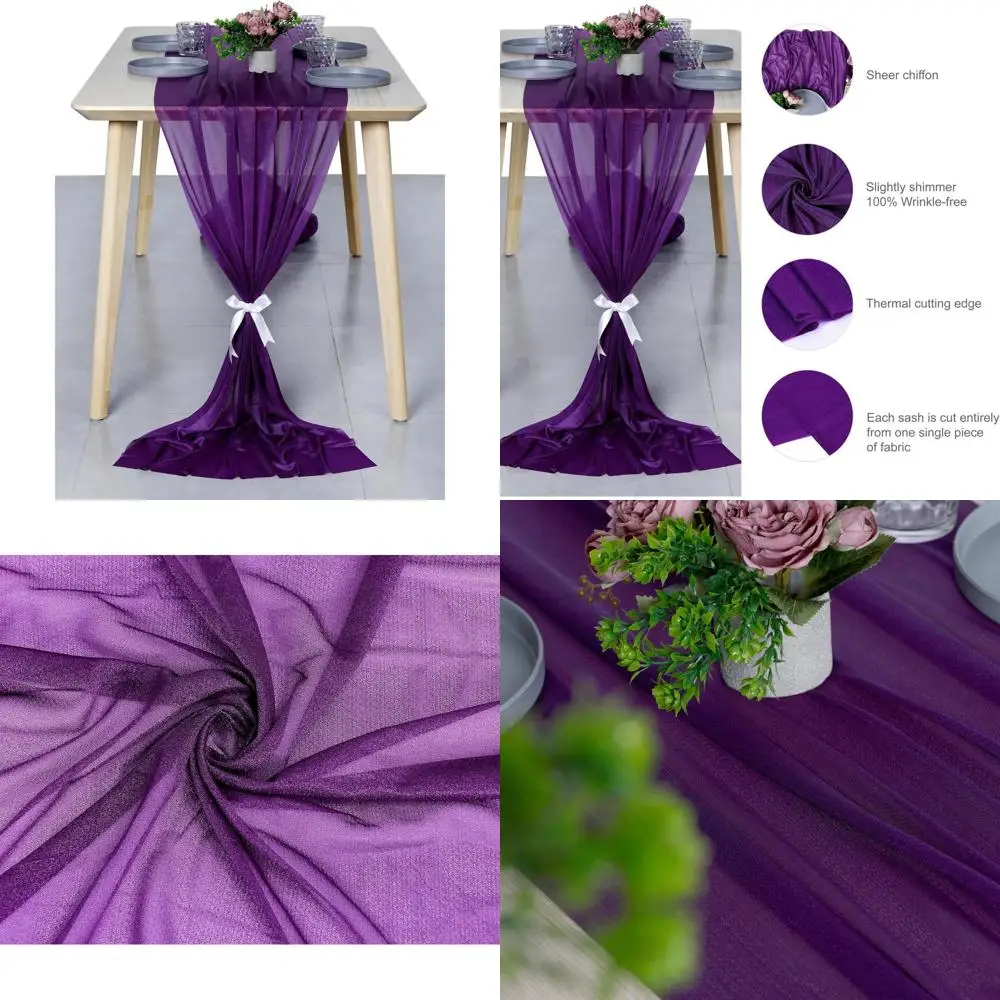 

Purple Chiffon Table Runners, 12-Pack, 29x120 Inches, Shimmering Sheer for Weddings, Showers, Parties & Events