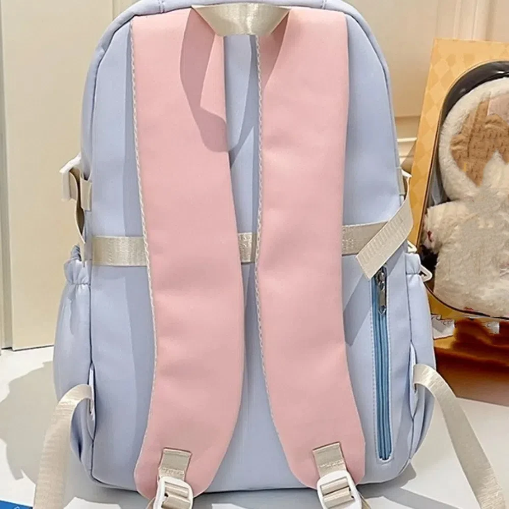 

Large Capacity Girls' Backpacks Color Matching Cartoon School Bags Transparent Pocket Multiple Pockets Shoulders Bag Children