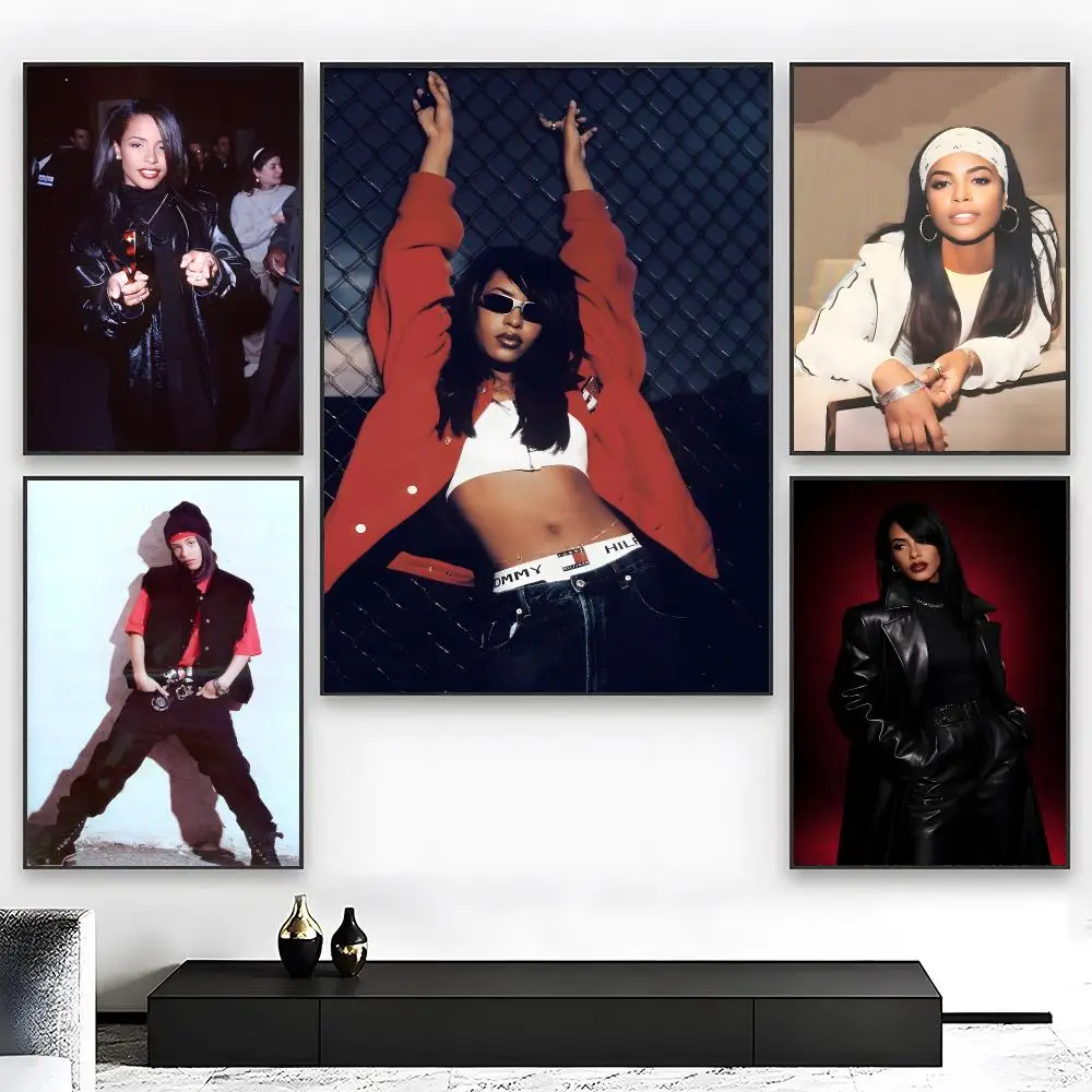 90s R&B Music A-Aaliyah Poster Wall art print art suitable for living room bedroom bar parlor home decor gift