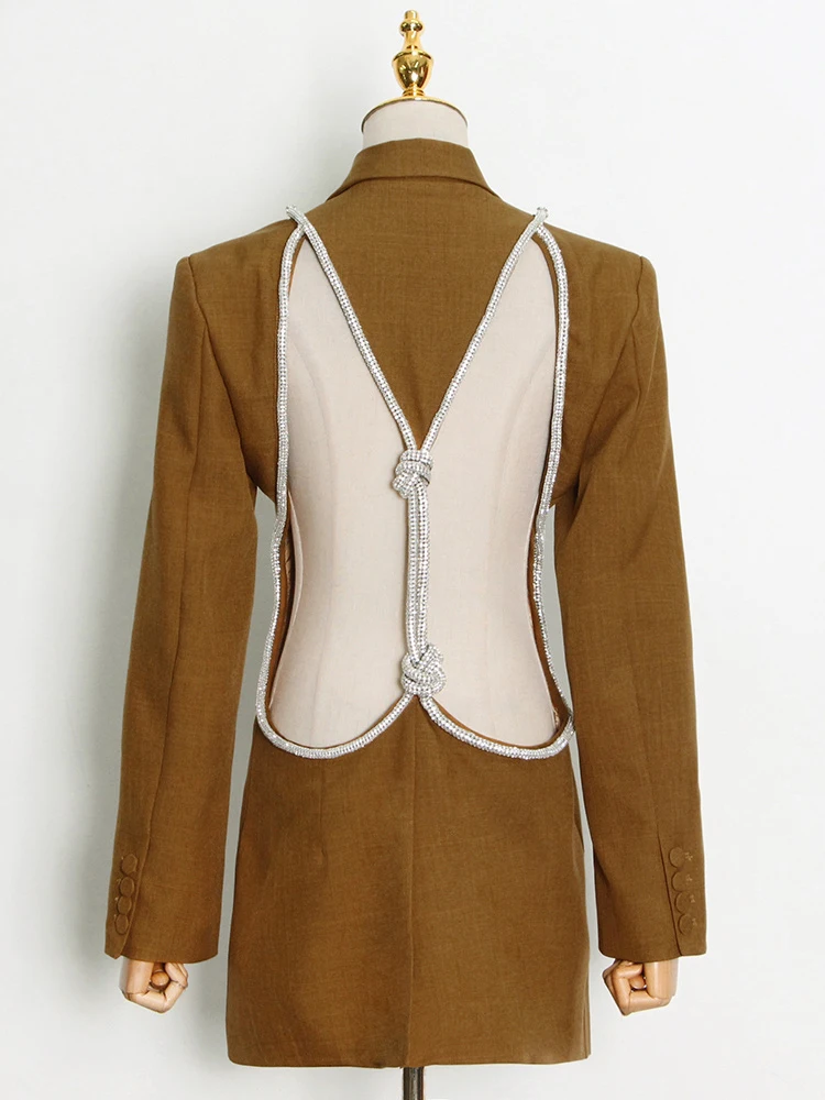 TWOTWurea YLE-Blazer Dos auxpour Femme, Col Cranté, Manches sulf, Taille Haute, Manteau Amincissant, Style Printemps 2022