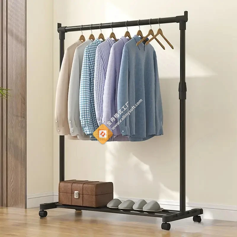 

New Telescopic Clothes Rack Heavy-Duty Double Pole Lifting Clothes Hanger Telescopic Mobile Hanging Clothes Rack Coat Rack