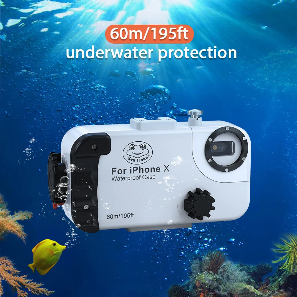 Seafrogs 60m/195ft IPX8 Professional Underwater Phone Case for IPhone X Scuba Diving Phone Housing Waterproof Box Bag