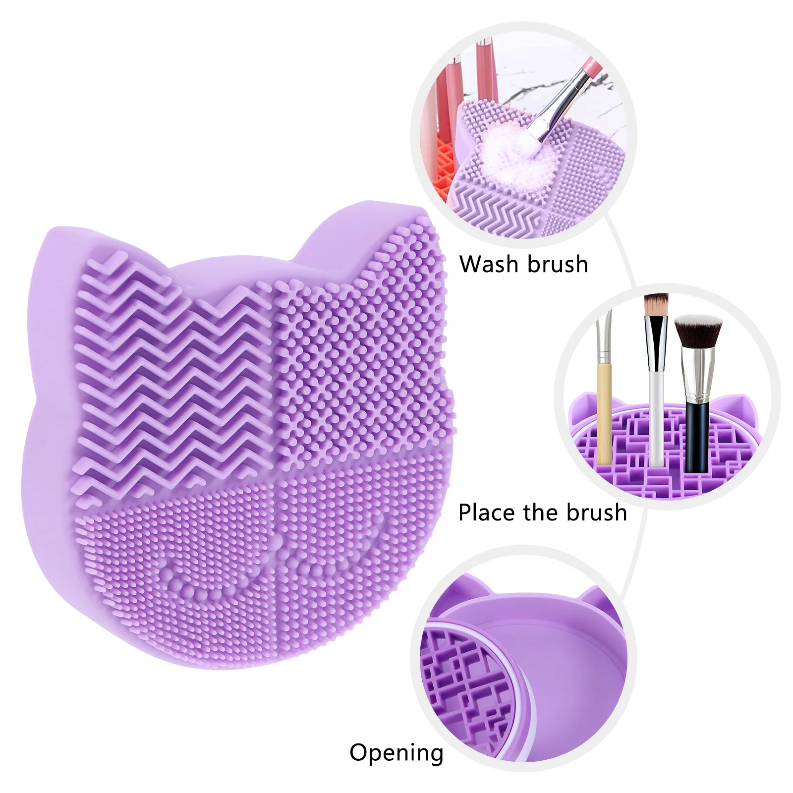 メイクブラシ洗浄マット シリコン製 2 in 1 スクラバーと乾燥ステーション 効果的な油汚れ除去 長持ち 安全な使用