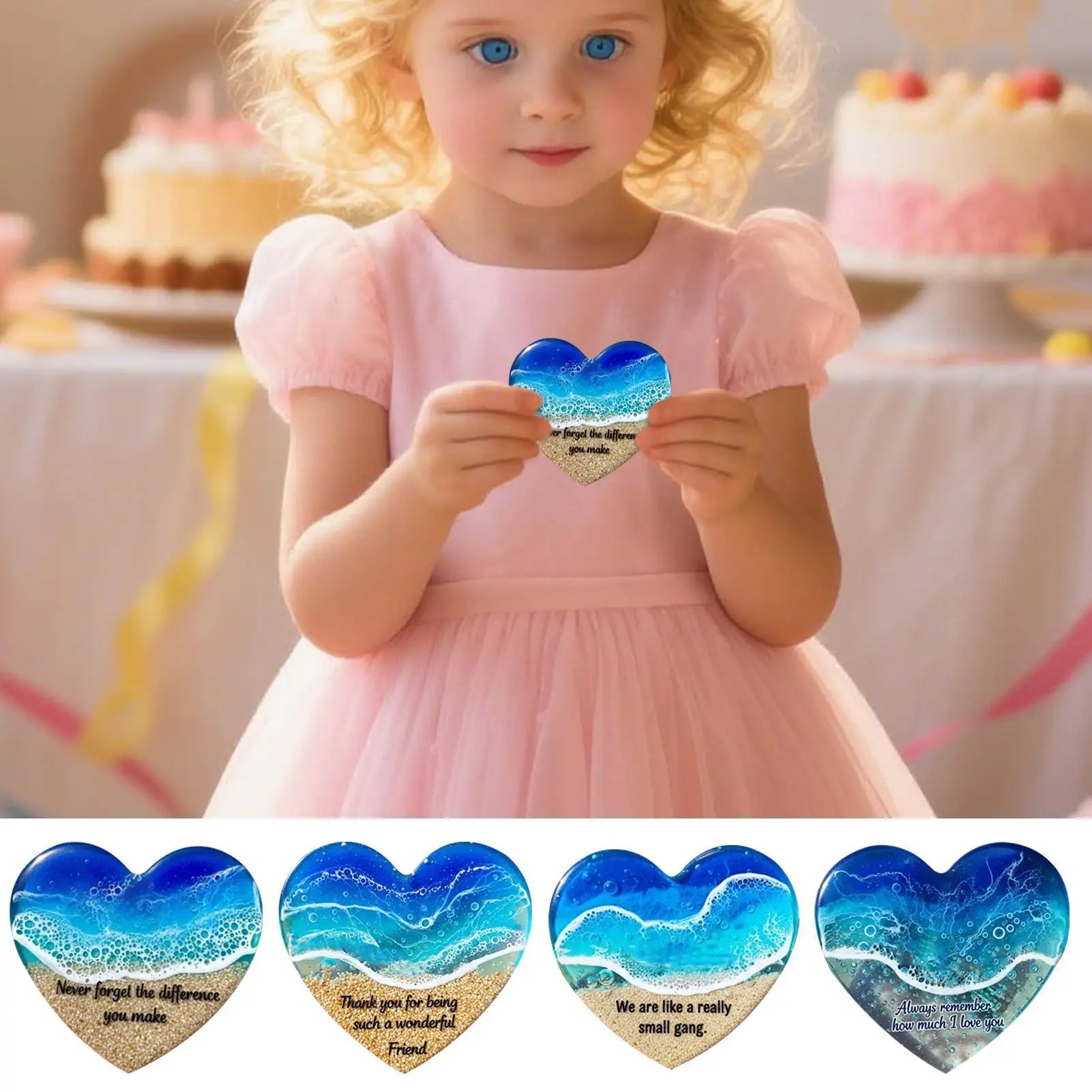 Beach Pocket Heart Ornament Sea Themed Heart Stones Decorative Ornaments For Women Memorial Meditation Student Workplace Favor