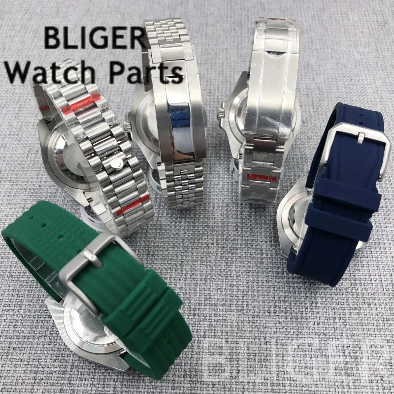 BLIGER GMT NH34 40Mm Jam Tangan Menyelam Otomatis Pria Kaca Safir Bezel Keramik Tetap Lume 10ATM Tali Karet/Baja Tahan Karat