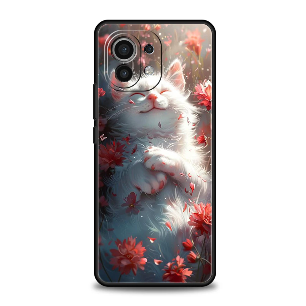 Cute Detection Cat Phone Case Cover for Xiaomi Mi 15 14 13 12 11 Ultra 14T 13T 12T 11T 10T Pro Lite 5G Soft TPU Fundas Shell Bag