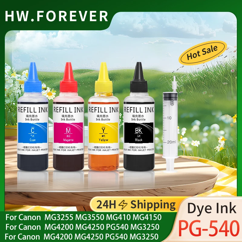 Kit de recarga de tinta colorante de 100ML, cartucho de tinta PG 545 CL 546 para impresora Canon Pixma MG3050 2550 2450 2550S 2950 MX495, PG-545XL PG545