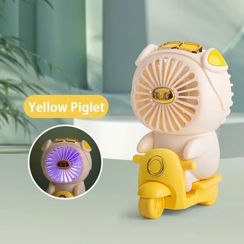 Rechargeable Mini Fan Cute Pet Desktop Fans For Students Silent Usb Fan With Night Light Two Wind Speed Air Cooler