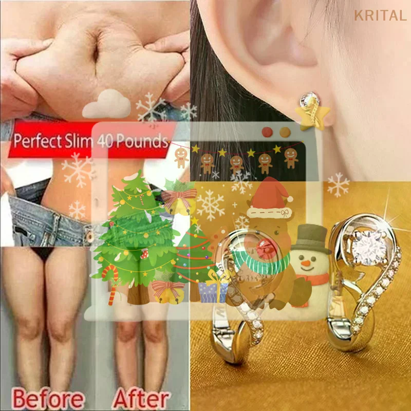 1 pair Earrings Slimming Stud Health Earring  Magnetic Jewelry