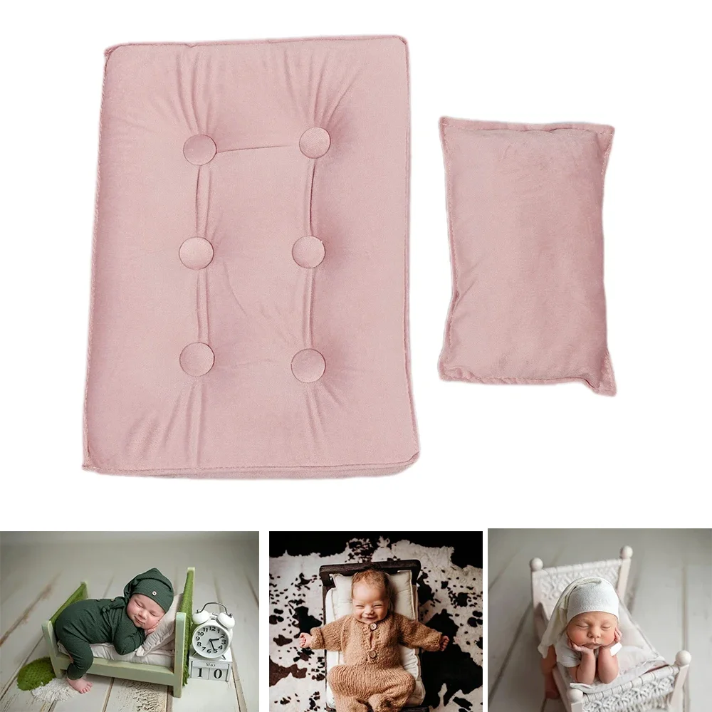 Baby Pillow Mattress Set Newborn Photography Props Velvet Pillow Baby Studio Shooting Accessories Bed Cushion Mat Photo Props