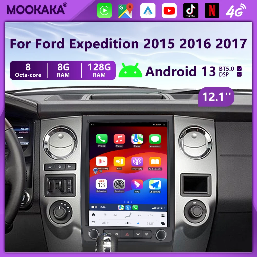 128GB Vertical Style Android For Ford Expedition F450 2015 2016 2017 Car Multimedia Radio Auto GPS Navig Player Carplay HeadUnit