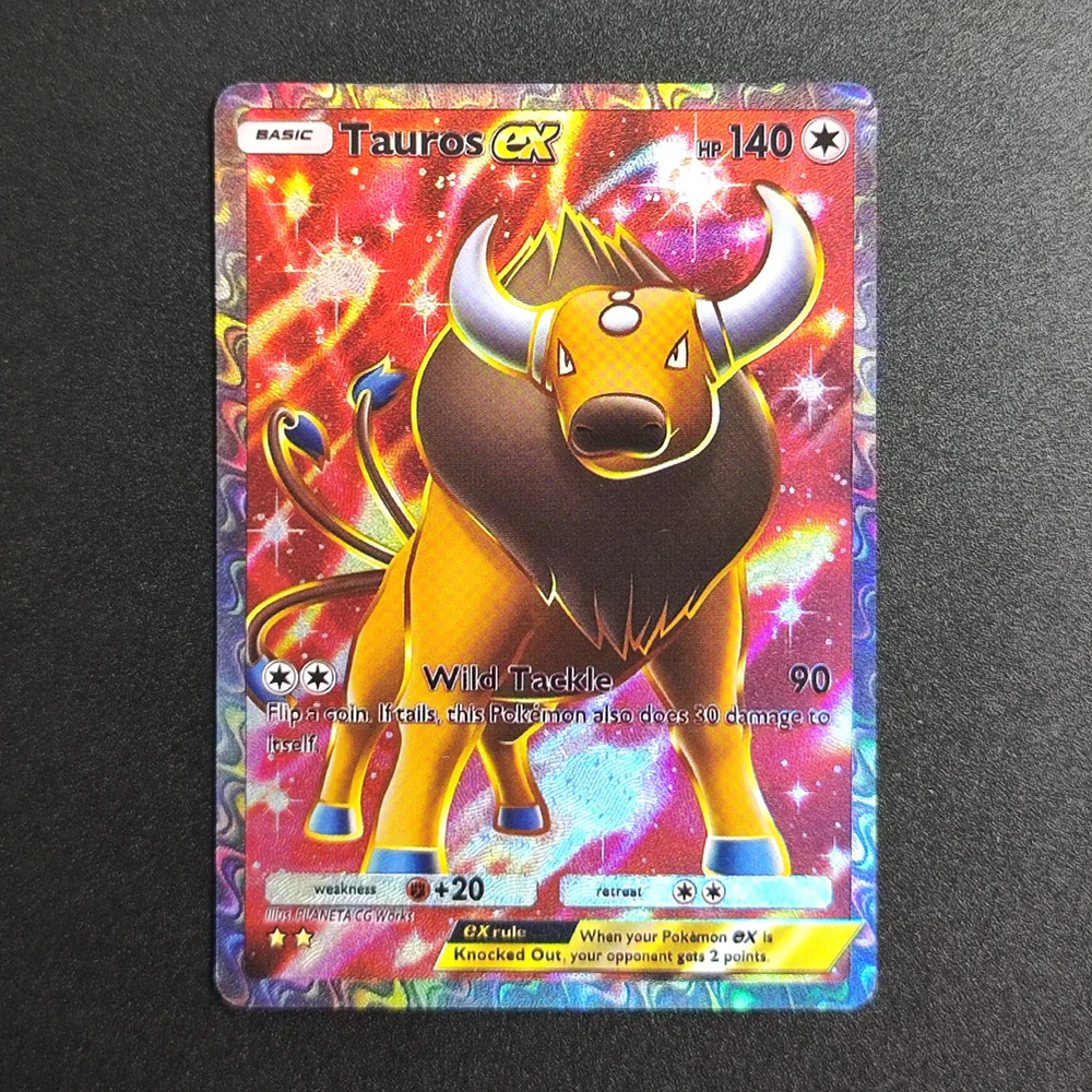 DIY Pokemon TCG Sammelkarte B1 Mega Rising BASIC Tauros EX Super Seltene Sammelkarte Einzelne Klassische Spiel-Anime-Karten Spielzeug