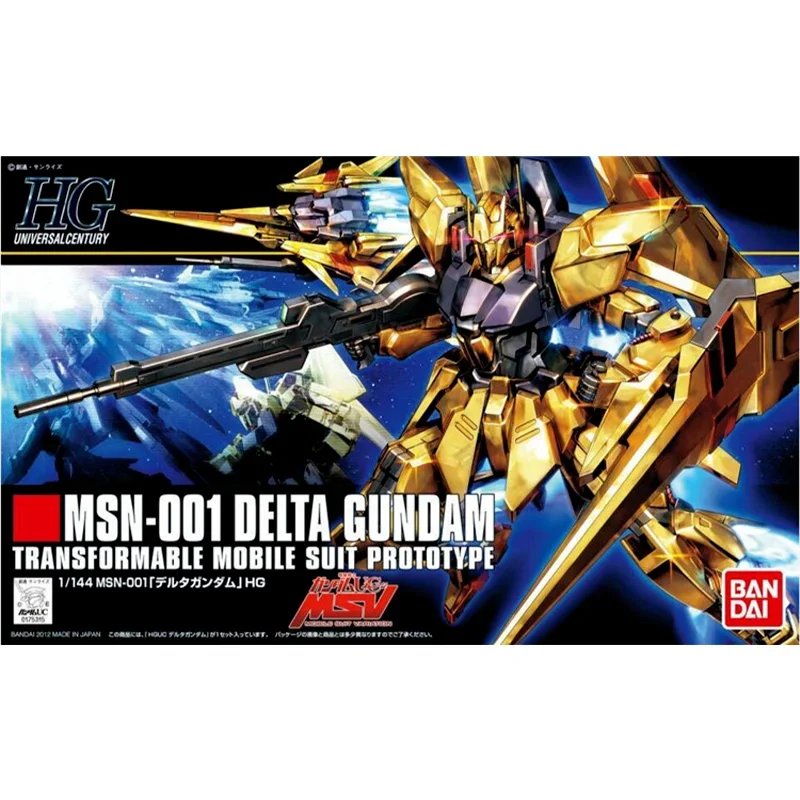 Bandai Genuine Gundam Model Kit Anime Figure HGUC 1/144 MSN-001 DELTA GUNDAM Action Figures Collectible Toys Gifts for Kids