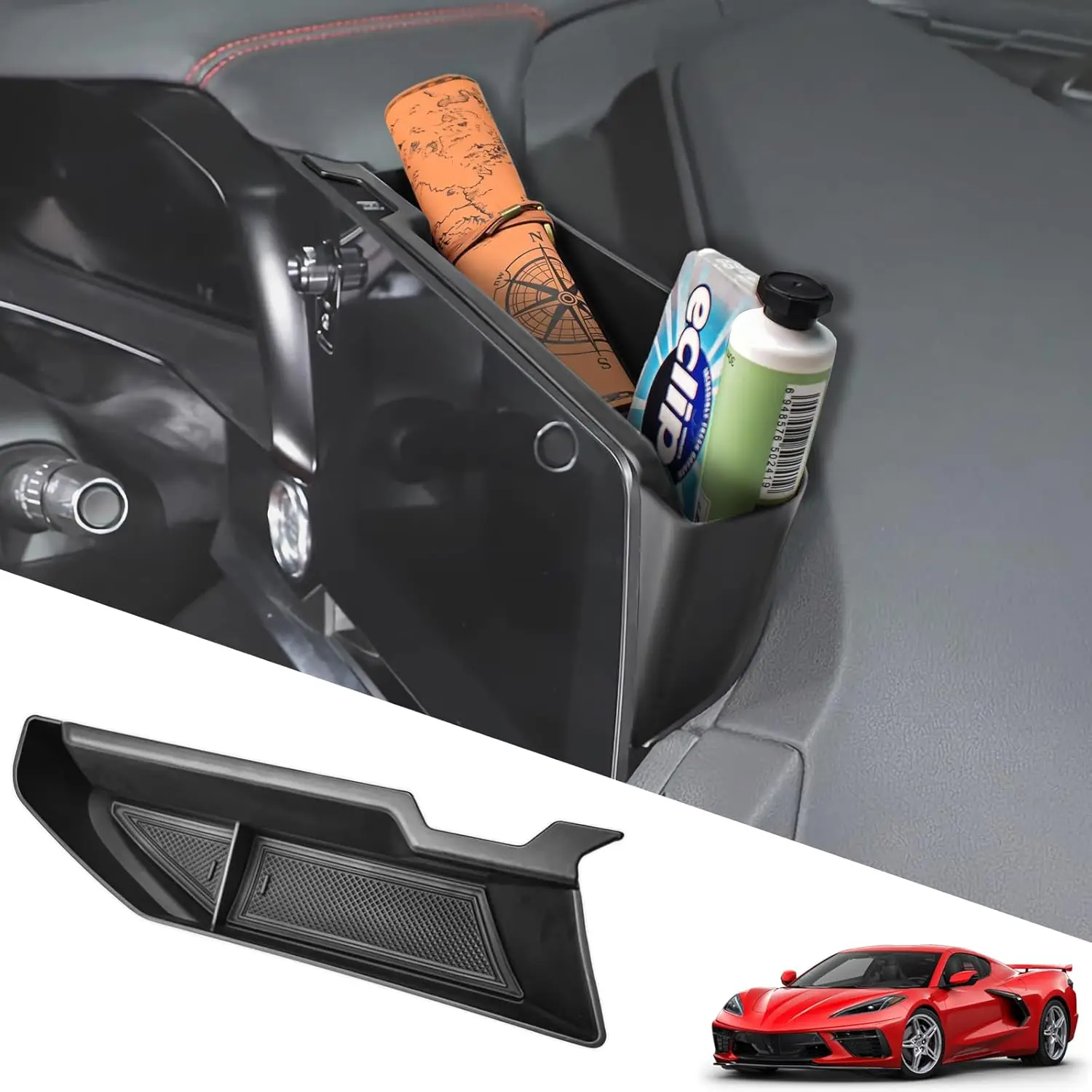 

Center Console Dashboard Organizer for Chevy Corvette C8 2020-2025 Interior Accessories Dash Storage Behind Screen Insert Tray