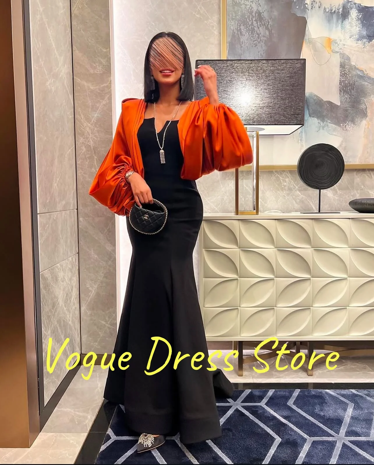 تخصيص مزاجه جيرسي حورية البحر فساتين السهرة حساسة طويلة الأكمام ساحة الرقبة فساتين المشاهير حجم مخصص Pr #4