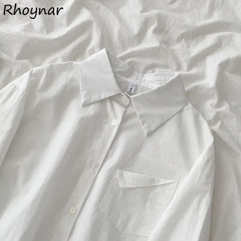 Shirts Women Spring Pure Color Single Breasted All-match Cropped Simple Design Fashion College Street Wear Ladies Casual Hot New