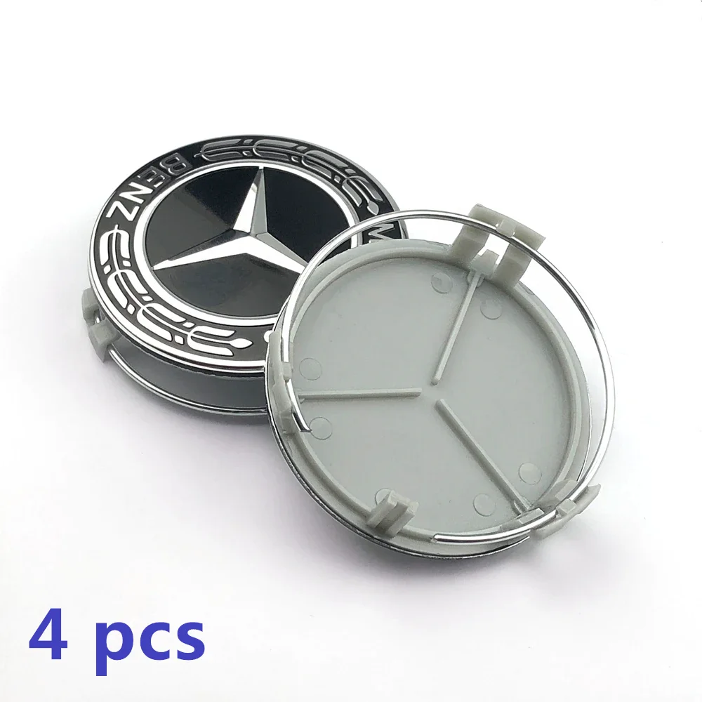 4 pcs 75mm Mercedes Benz Wheel Center Cap Hub Cover Emblem For C207 C218 A207 C117 CLA CLS E Class W212 S212 X166 W176 W205 W246