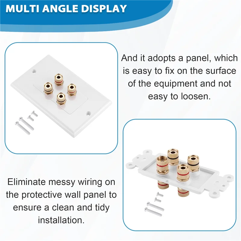 4 Posts Speaker Wall Plate Home Theater Wall Plate Audio Panel For 2 Speakers-A86G