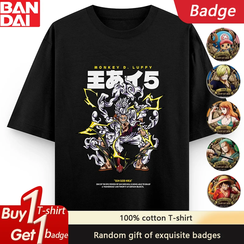 

2025 ONE PIECE Surrounding Summer Short-sleeved T-shirt Classic Hot-blooded Animation Pure Cotton Men's and Women's T-shirt