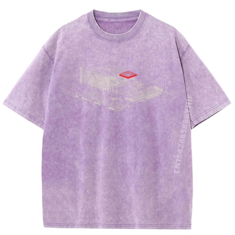 بطاقة الرسومات Wireframe Computer Gpu It Tech Geek Nerd Graphic Tee Cotton Summer Shirt Retro Washed Tops & Tees Creative #4