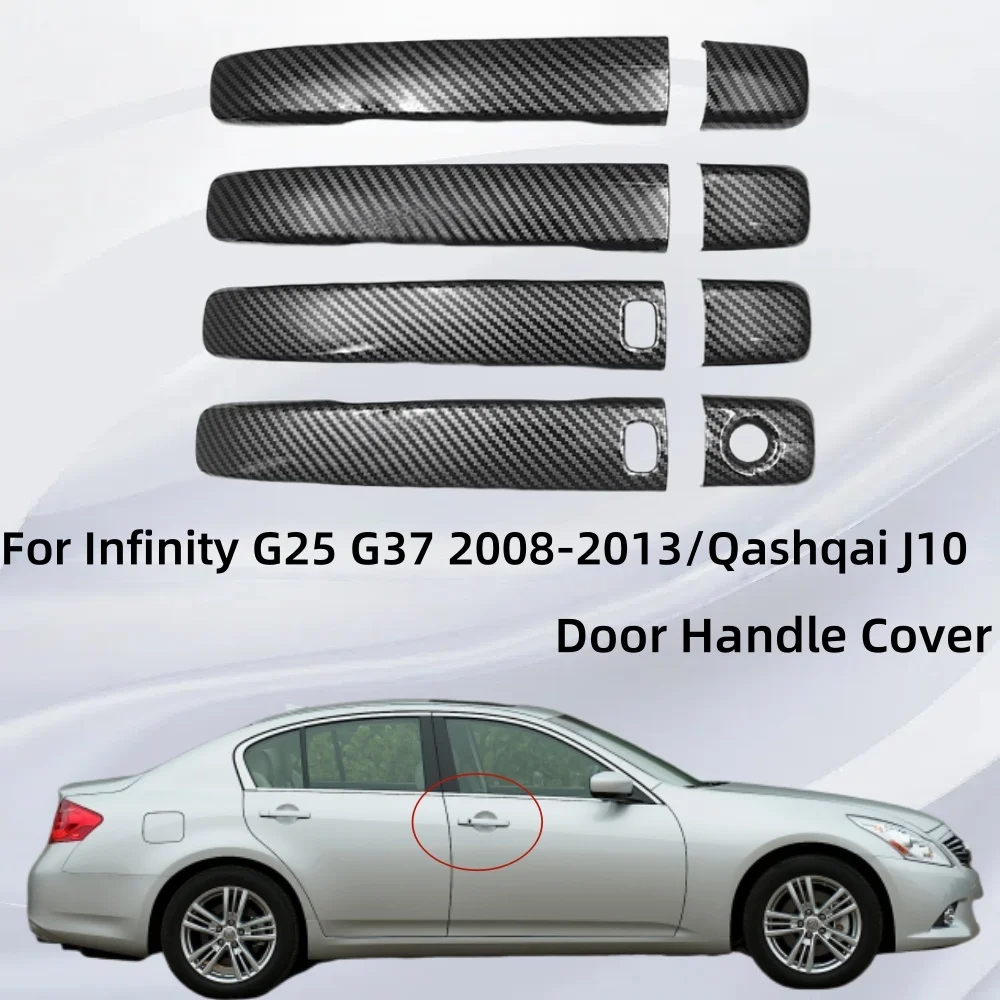 Car Accessories Exterior Chrome silver Carbon Fiber Carbon Fiber Door Handle Cover For Infinity G25 G37 2008-2013 Qashqai J10