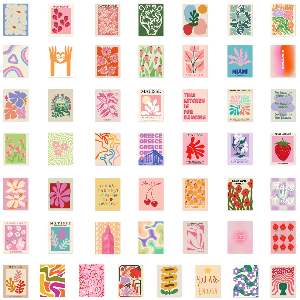 50Pcs Colorful Realistic Personalized Landscape Ins Style Graffiti Stickers for Bicycle Hand Account Waterproof Decals Toy