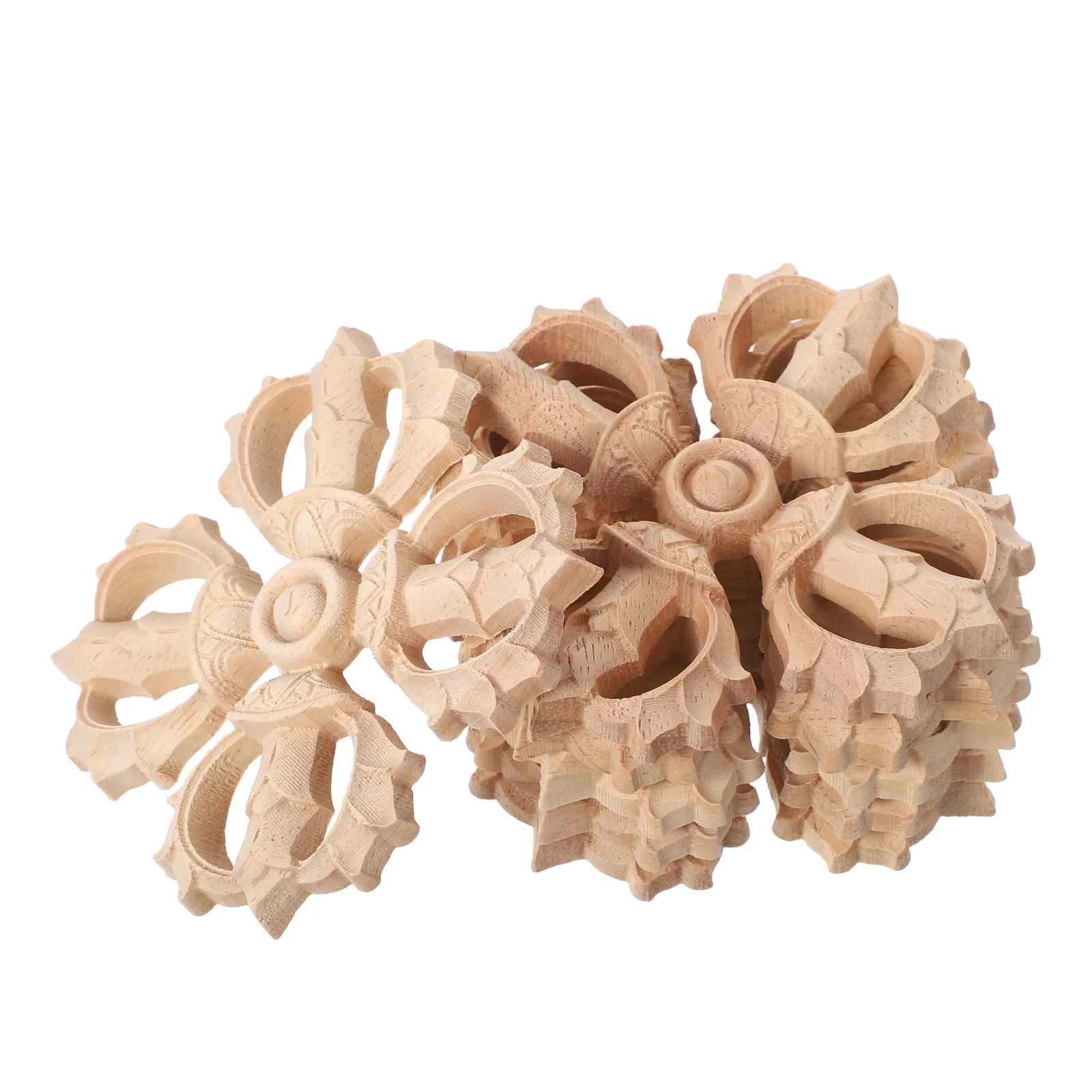 

6Pcs European Style Wood Carved Appliques Solid Wood Unpainted Decorative Onlays for Furniture Cabinet Corner DIY Home