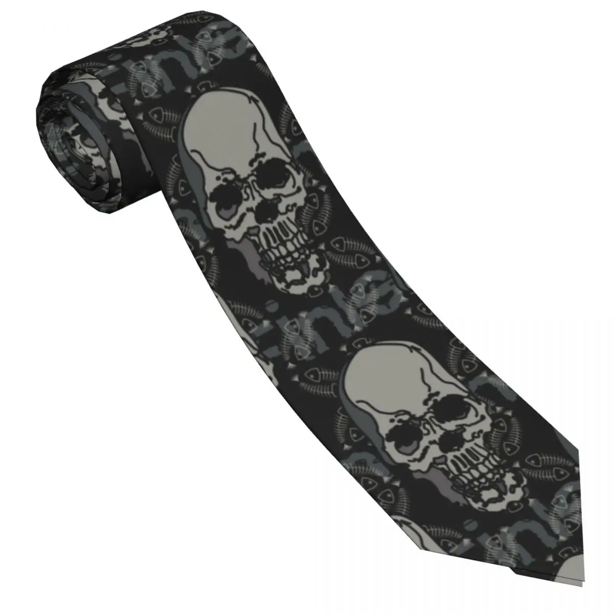 

Casual Arrowhead Skinny Skull And Fish Skeleton Necktie Slim Tie For Men Man Accessories Simplicity For Party Formal Tie