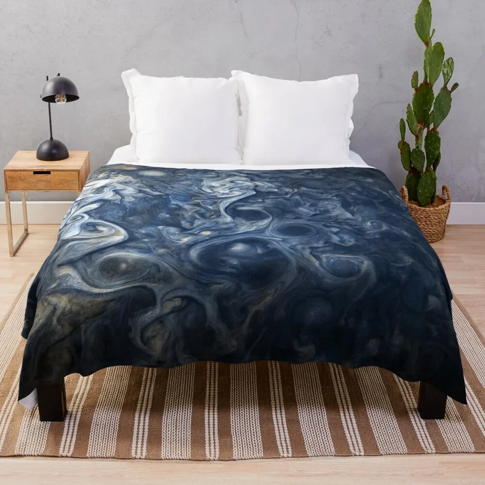 

Swirling Blue Clouds of Planet Jupiter from Juno Cam Throw Blanket Single Plush for sofa Blankets Nap Summer Beddings Blankets