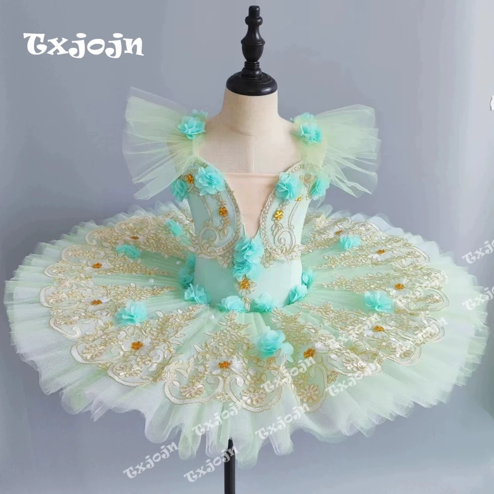 New Ballet Dress for Girls 3-16 Years Tutu Skirt Dance Costume Pointe Practice Leotard Tulle & Floral Embroidery Training Wear