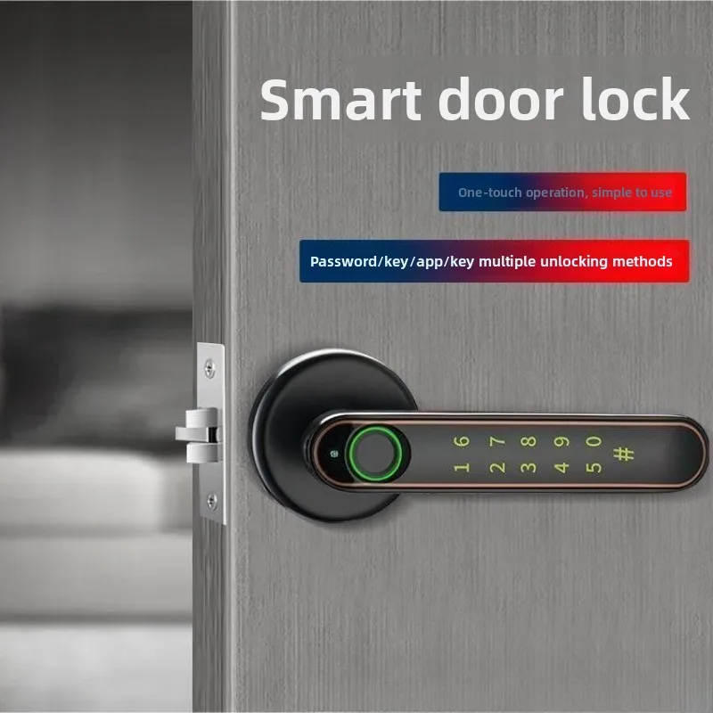 Fingerprint lock, Bluetooth graffiti indoor wooden door, room bedroom office hotel password door lock, smart lock