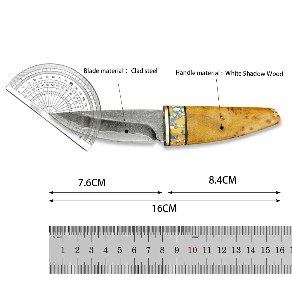 Quality Kitchen Meat Cutting Fixed Blade Knife Composite Steel Blade Handle White Shadow Wood Knives Home Fruit Paring Knife - view 5