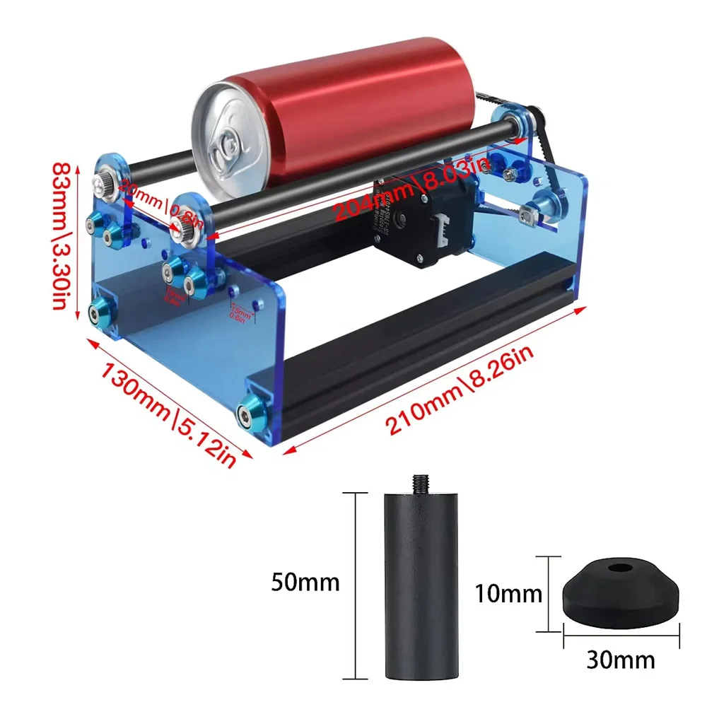 TWOTREES Laser Engraver Y-axis Rotary Roller 360° rotating Heightening Footrest For Laser Engraving Extra Long Objects Cans