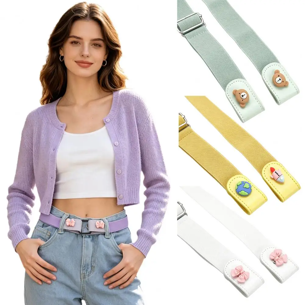 Minimalist Elastic Waistband Pu Leather Waist Belt for Women Adjustable Elastic Stretch Belt Comfortable No for Jeans for Women